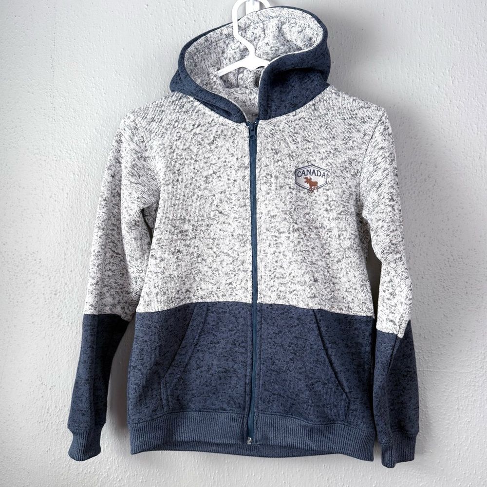 Renegade club Hoodie Zipper Front embroidered Canada and moose Size L 10-12 gray